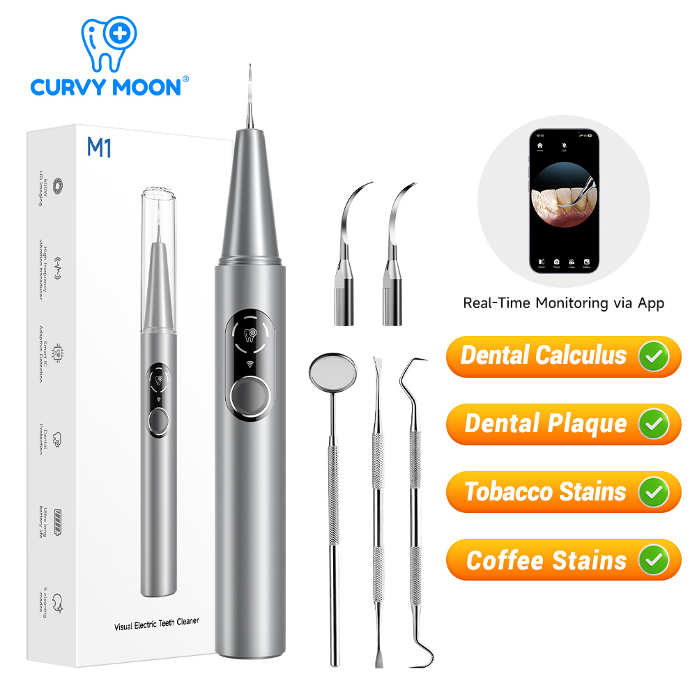 Teeth Whitening Express - CURVY MOON Zichtbare elektrische ultrasone tandenreiniger