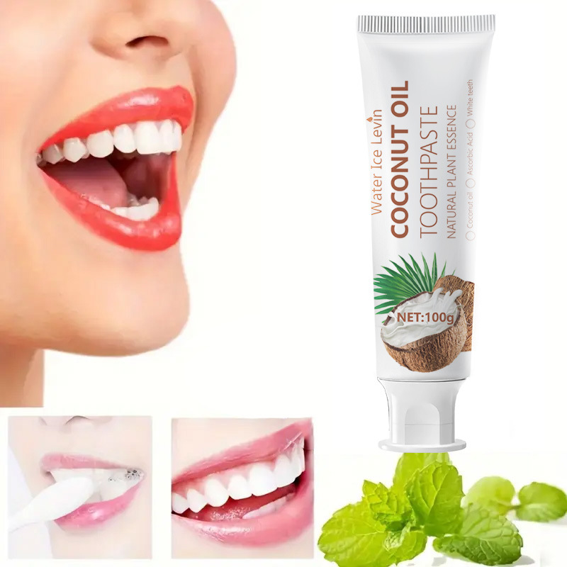 Teeth Whitening With Coconut Oil - 100g Kokosolie Whitening Tandpasta, bestrijdt slechte