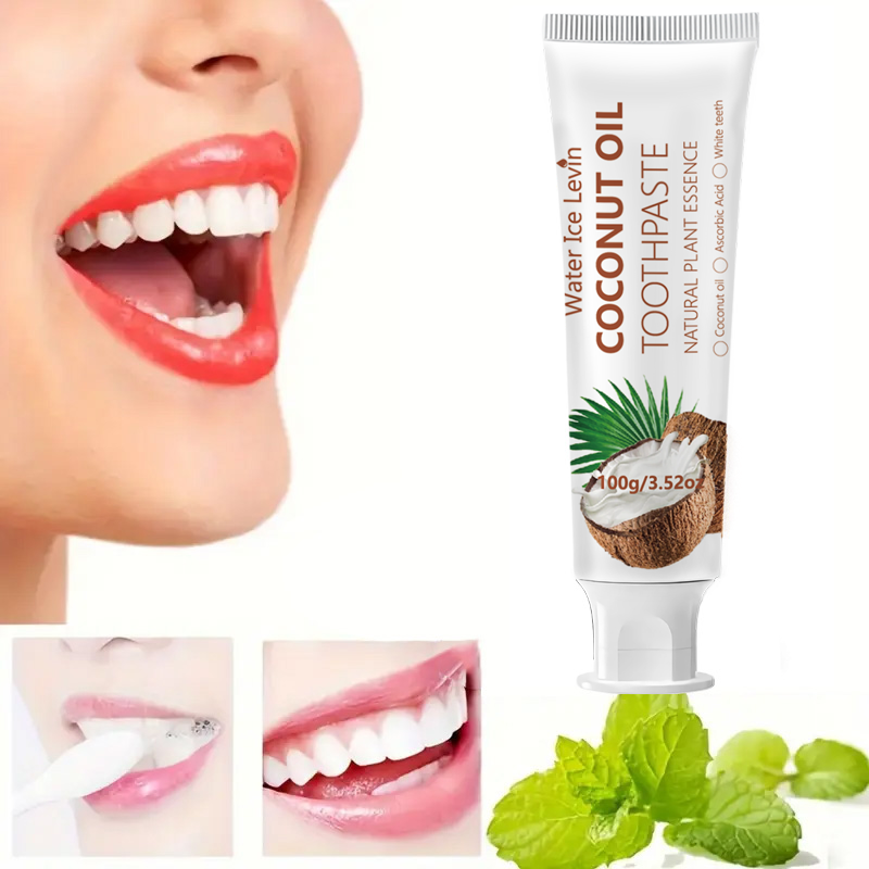 Teeth Whitening With Coconut Oil - Kokosolie Tandpasta 100g Natuurlijke Plantaardige Essentie