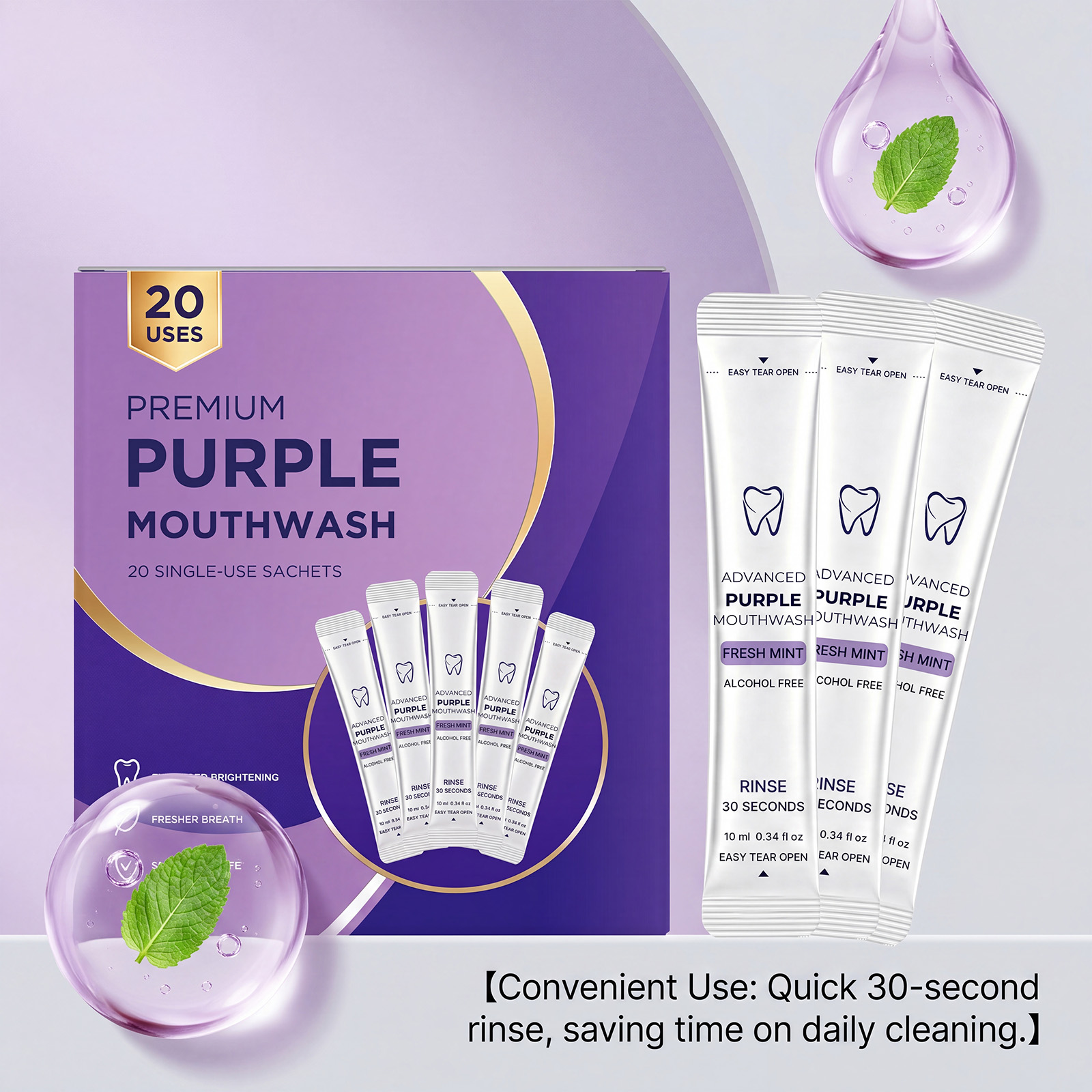 20/40 Pack Paarse Mondwater Vo - Whitening Mouthwash recensie en prijs