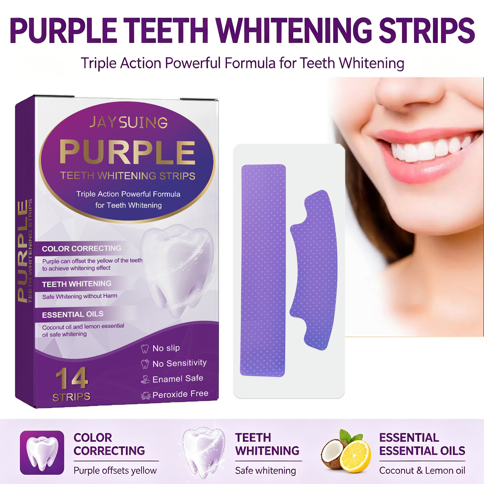 Paarse tandenbleekstrips Verhe - Teeth Whitening With Coconut Oil recensie en prijs